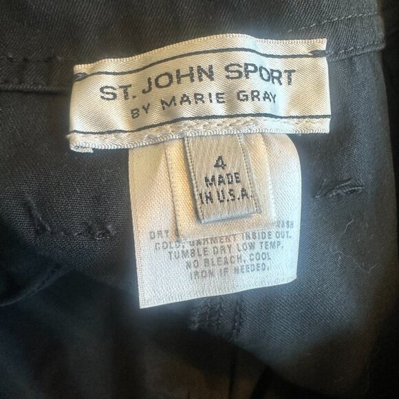 St. John Sport x Marie Gray Black Cropped Length Pants Slacks Gold Zip Size 4 - Picture 10 of 11